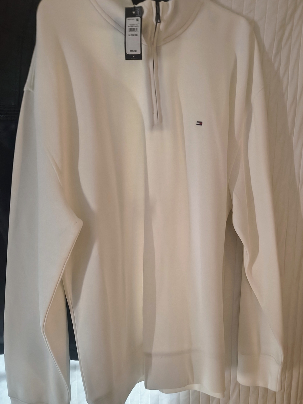 Tommy Hilfiger Men’s Cream Zip-Up Pullover